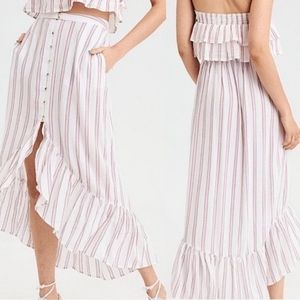 American Eagle Outfitters Striped High Low Skirt And Top Set